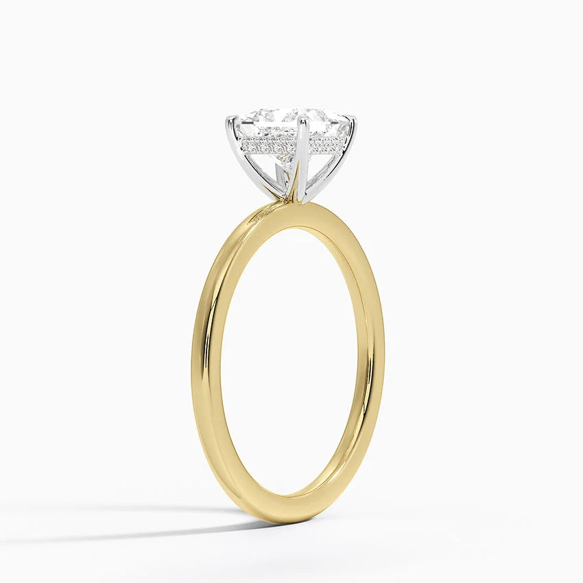 1.10 Karat Prenses Kesim Hidden Halo Tasarım Tektaş Laboratuvar Pırlanta Yüzük 18K  - Elora - Bold Diamonds