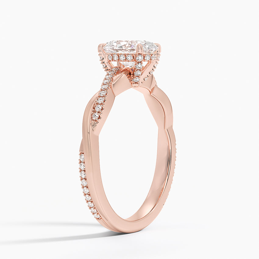 1.25 Karat Oval Kesim Hidden Halo Tasarım Tektaş Laboratuvar Pırlanta Yüzük - Riga