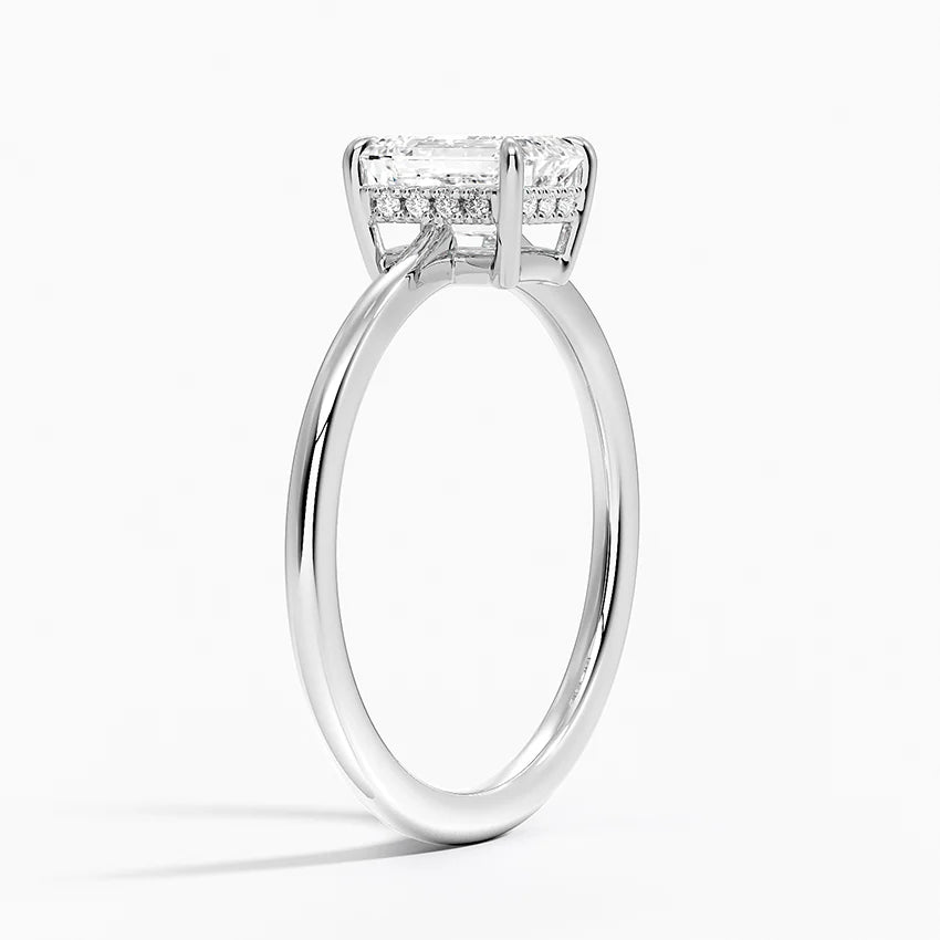 1.10 Emerald Kesim Hidden Halo Tasarım Tektaş Laboratuvar Pırlanta Yüzük - Tilora