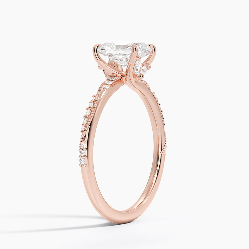 1.25 Karat Radiant Kesim Hidden Halo Tasarım Tektaş Laboratuvar Pırlanta Yüzük 18K  - Melora - Bold Diamonds