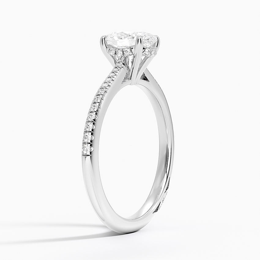 1.25 Karat Oval Hidden Halo Tasarım Tektaş Laboratuvar Pırlanta Yüzük - Milara