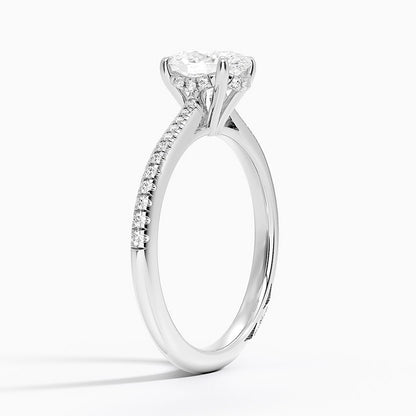 1.25 Karat Oval Hidden Halo Tasarım Tektaş Laboratuvar Pırlanta Yüzük - Milara