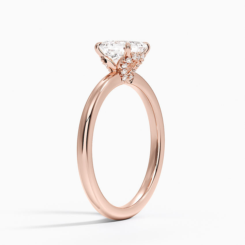 1.15 Karat Asscher Kesim Hidden Halo Tasarım Tektaş Laboratuvar Pırlanta Yüzük - Lyon