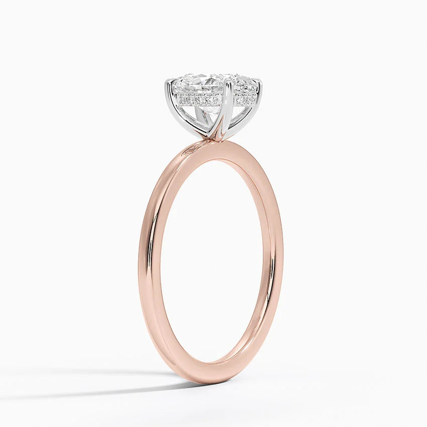 1.10 Karat Oval Kesim Hidden Halo Tasarım Tektaş Laboratuvar Pırlanta Yüzük 18K  - Elora - Bold Diamonds