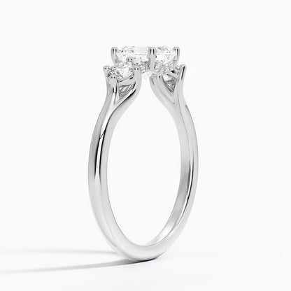 1.50 Asscher Kesim Hidden Halo Tasarım Tektaş Laboratuvar Pırlanta Yüzük 18K - Milora