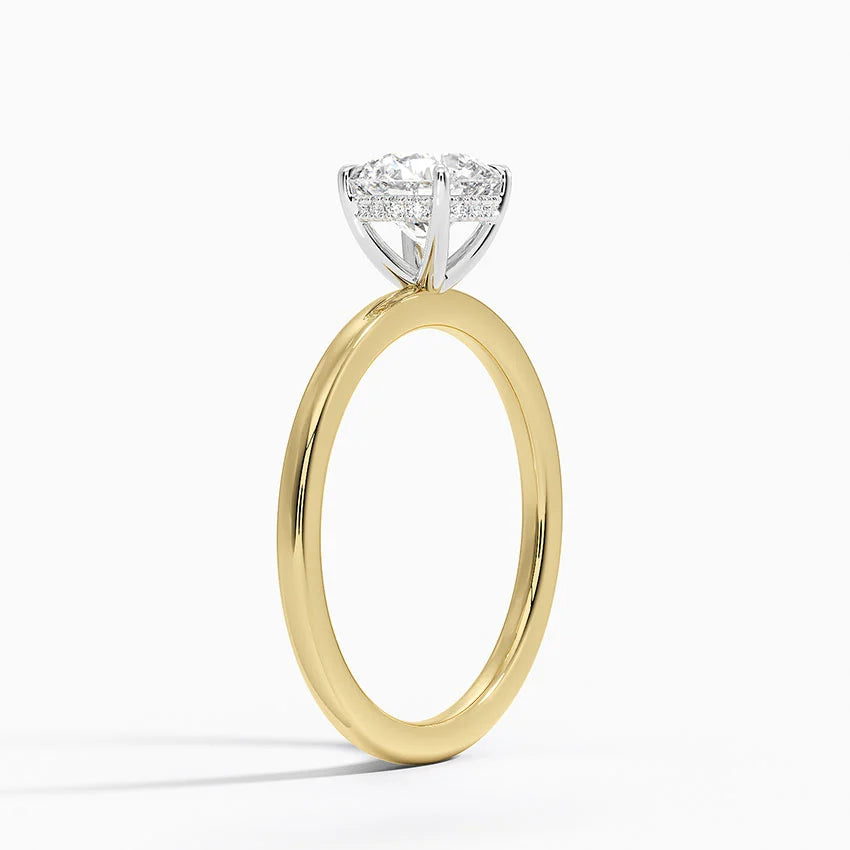 1.10 Karat Hidden Halo Tasarım Tektaş Laboratuvar Pırlanta Yüzük 18K  - Elora - Bold Diamonds