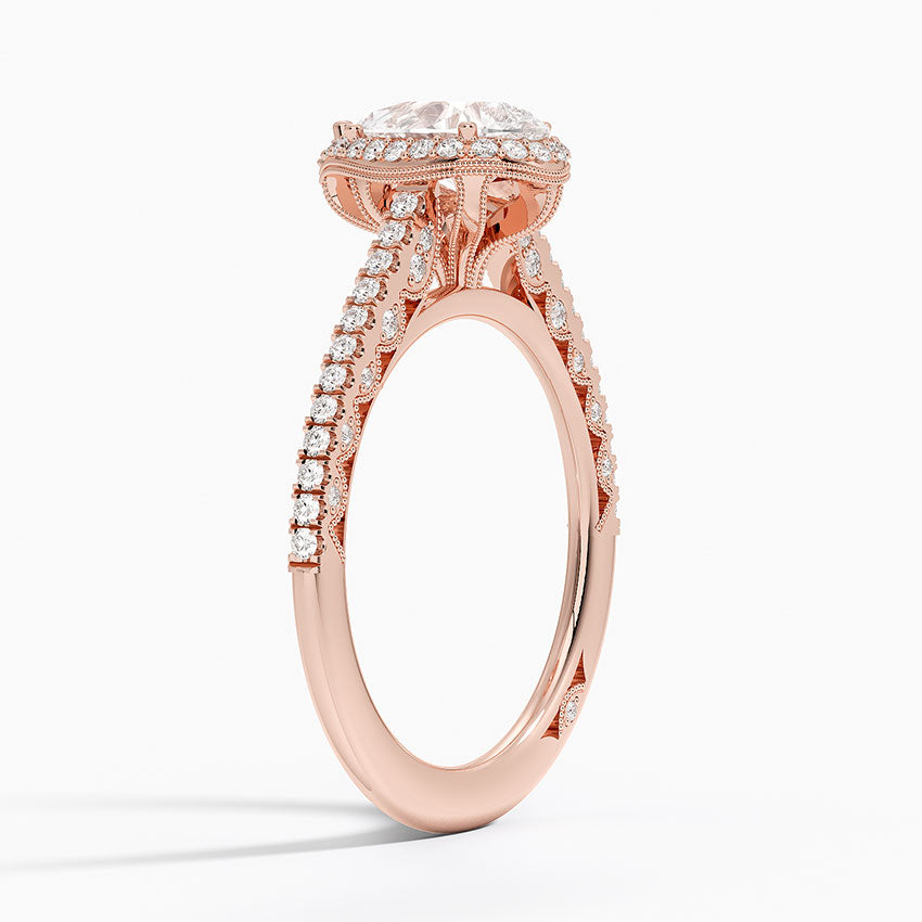 1.50 Damla Kesim Hidden Halo Tasarım Tektaş Laboratuvar Pırlanta Yüzük - Gilara