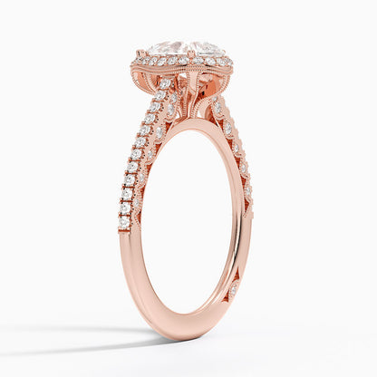 1.50 Damla Kesim Hidden Halo Tasarım Tektaş Laboratuvar Pırlanta Yüzük - Gilara