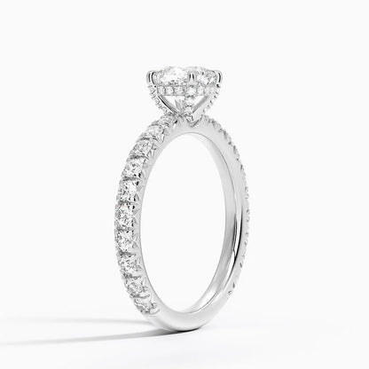 1.75 Karat Cushion Kesim Hidden Halo Tasarım Tektaş Laboratuvar Pırlanta Yüzük 18K  - Selora