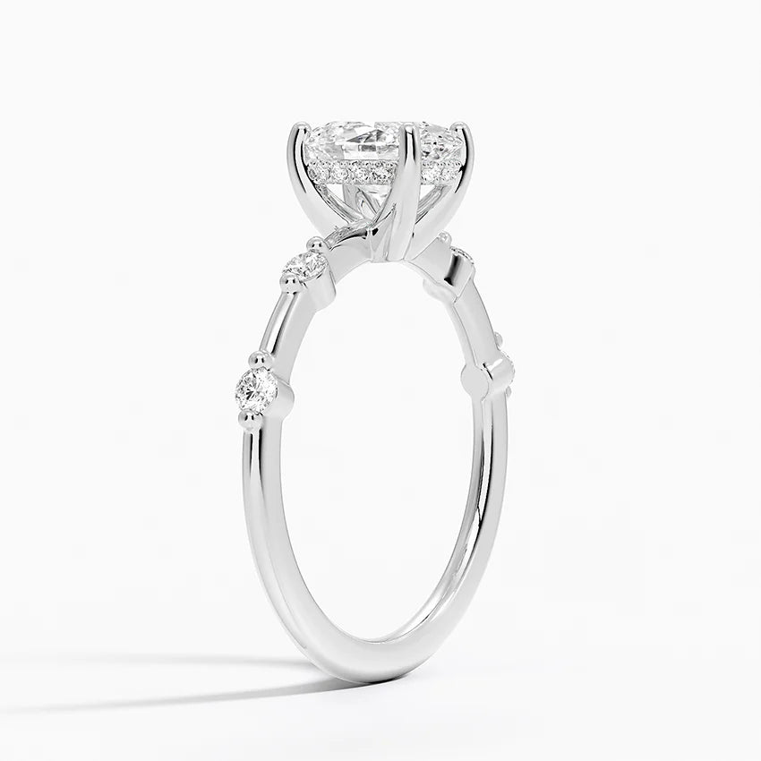 1.20 Karat Oval Kesim Hidden Halo Tasarım Tektaş Laboratuvar Pırlanta Yüzük - Nice