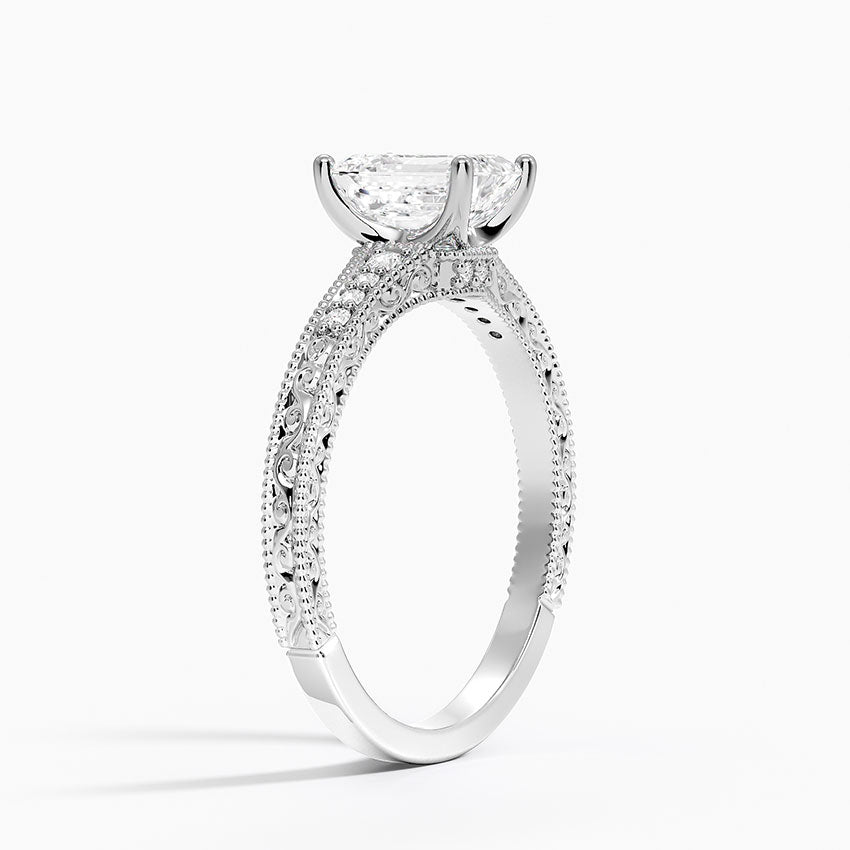 1.15 Karat Emerald Kesim Hidden Halo Tasarım Tektaş Laboratuvar Pırlanta Yüzük - Venice