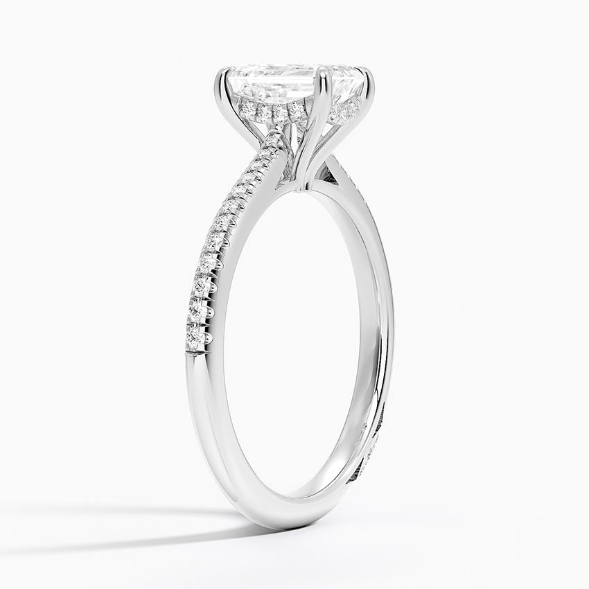 1.25 Karat Emerald Hidden Halo Tasarım Tektaş Laboratuvar Pırlanta Yüzük - Milara