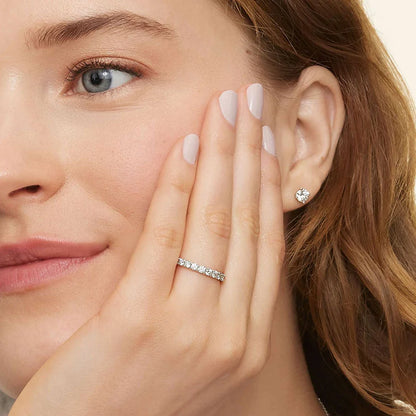 Yarım Tur 1.00 Karat Yuvarlak Kesim Laboratuvar Pırlanta Yüzük 18K - Bold Diamonds