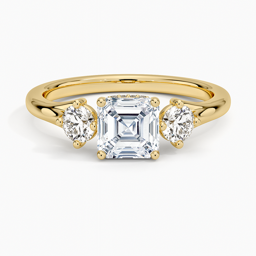 1.50 Asscher Kesim Hidden Halo Tasarım Tektaş Laboratuvar Pırlanta Yüzük 18K - Milora