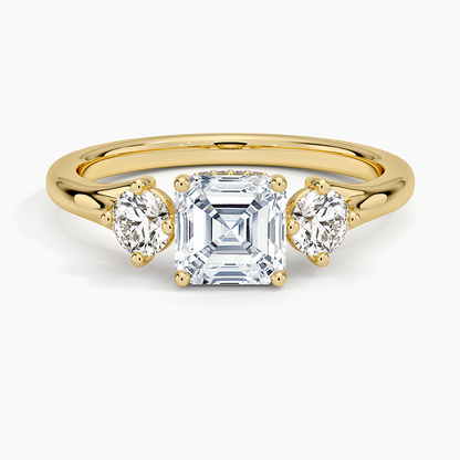 1.50 Asscher Kesim Hidden Halo Tasarım Tektaş Laboratuvar Pırlanta Yüzük 18K - Milora