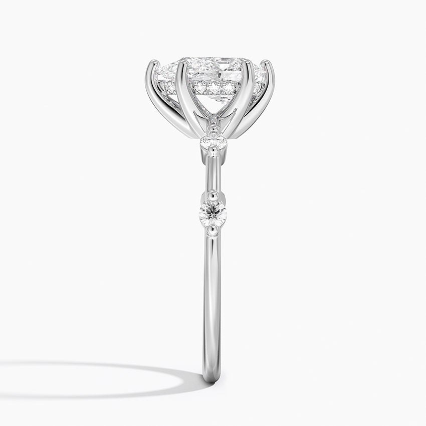 1.20 Karat Damla Kesim Hidden Halo Tasarım Tektaş Laboratuvar Pırlanta Yüzük - Nice