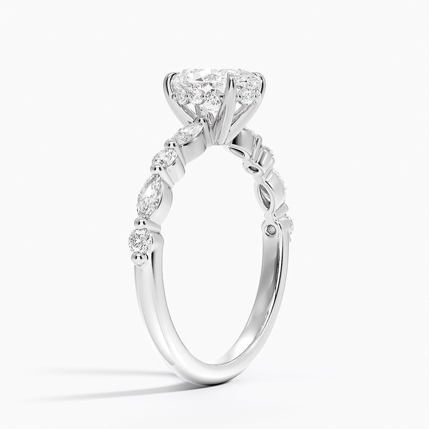 1.50 Karat Oval Kesim Hidden Halo Tasarım Tektaş Laboratuvar Pırlanta Yüzük - Verona