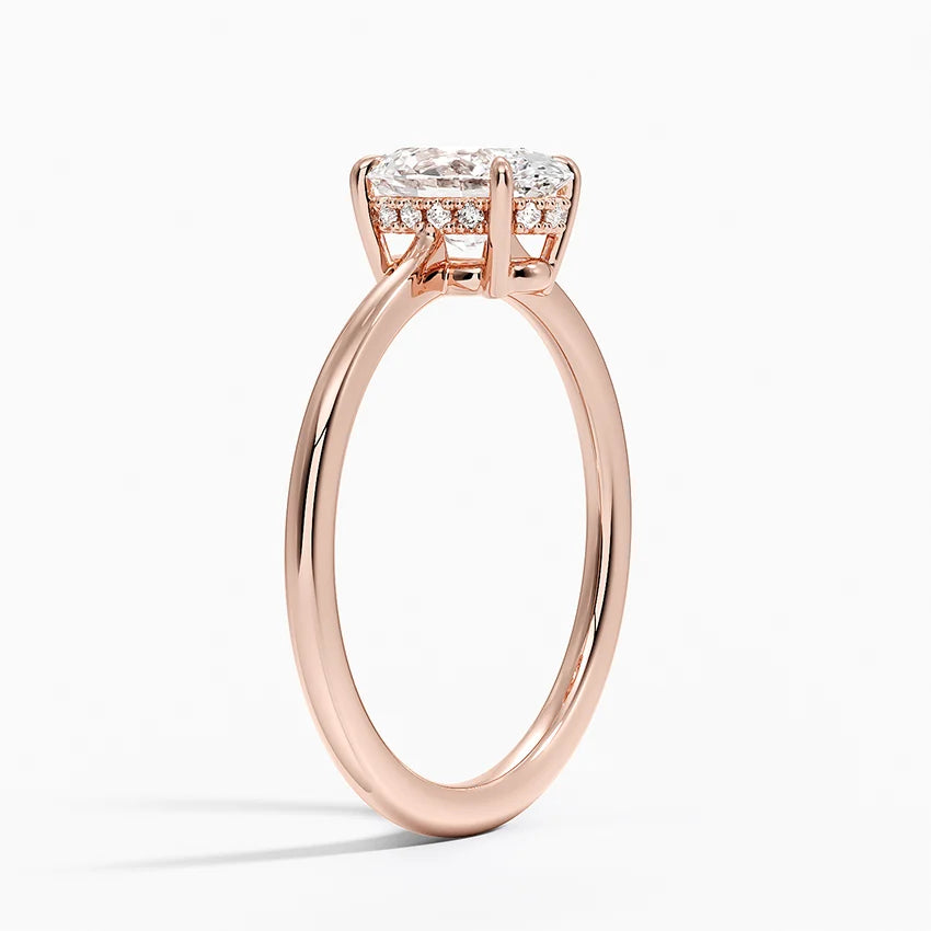 1.10 Karat Oval Kesim Hidden Halo Tasarım Tektaş Laboratuvar Pırlanta Yüzük - Monaco