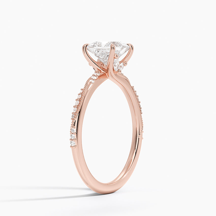 1.25 Karat Prenses Kesim Hidden Halo Tasarım Tektaş Laboratuvar Pırlanta Yüzük 18K  - Melora - Bold Diamonds