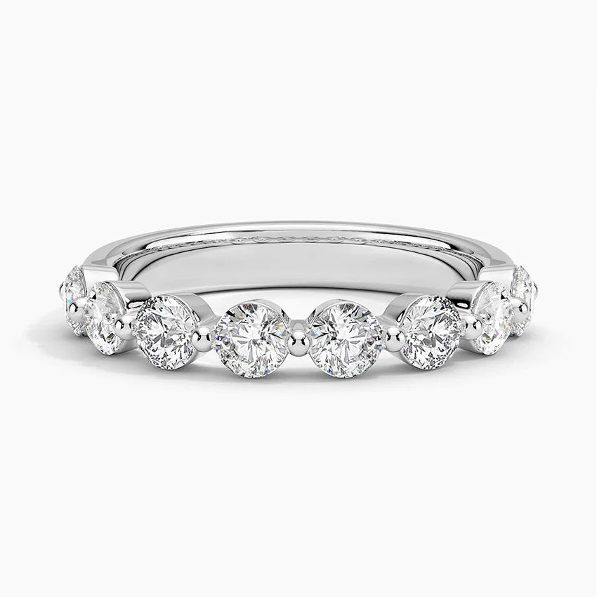 Yarım Tur Yüzük 1.00 Karat Yuvarlak Kesim Laboratuvar Pırlanta Yüzük 18K - Bold Diamonds
