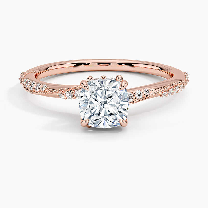 1.25 Karat Cushion Kesim Hidden Halo Tasarım Tektaş Laboratuvar Pırlanta Yüzük 18K  - Melora - Bold Diamonds