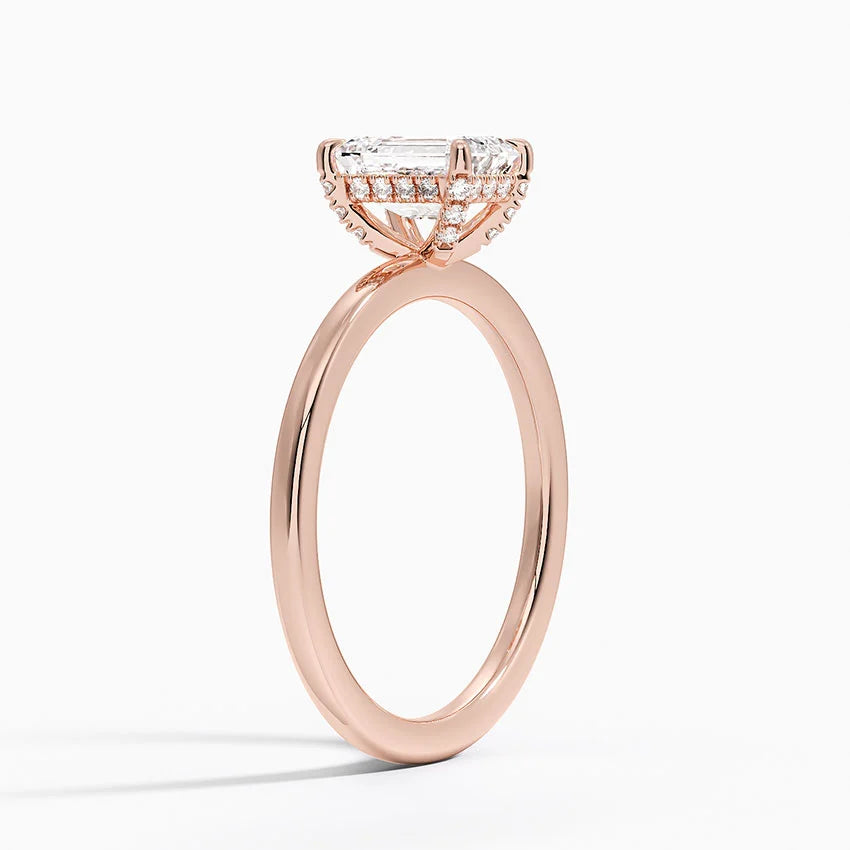1.15 Karat Emerald Kesim Hidden Halo Tasarım Tektaş Laboratuvar Pırlanta Yüzük - Gilora - Bold Diamonds