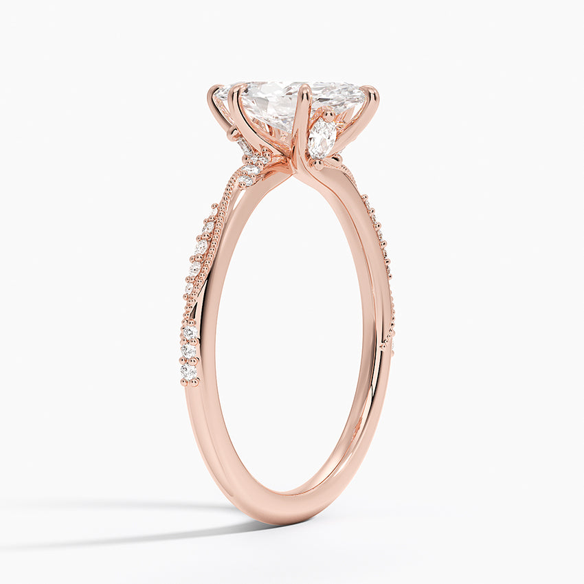 1.25 Karat Marquise Kesim Hidden Halo Tasarım Tektaş Laboratuvar Pırlanta Yüzük 18K  - Melora - Bold Diamonds