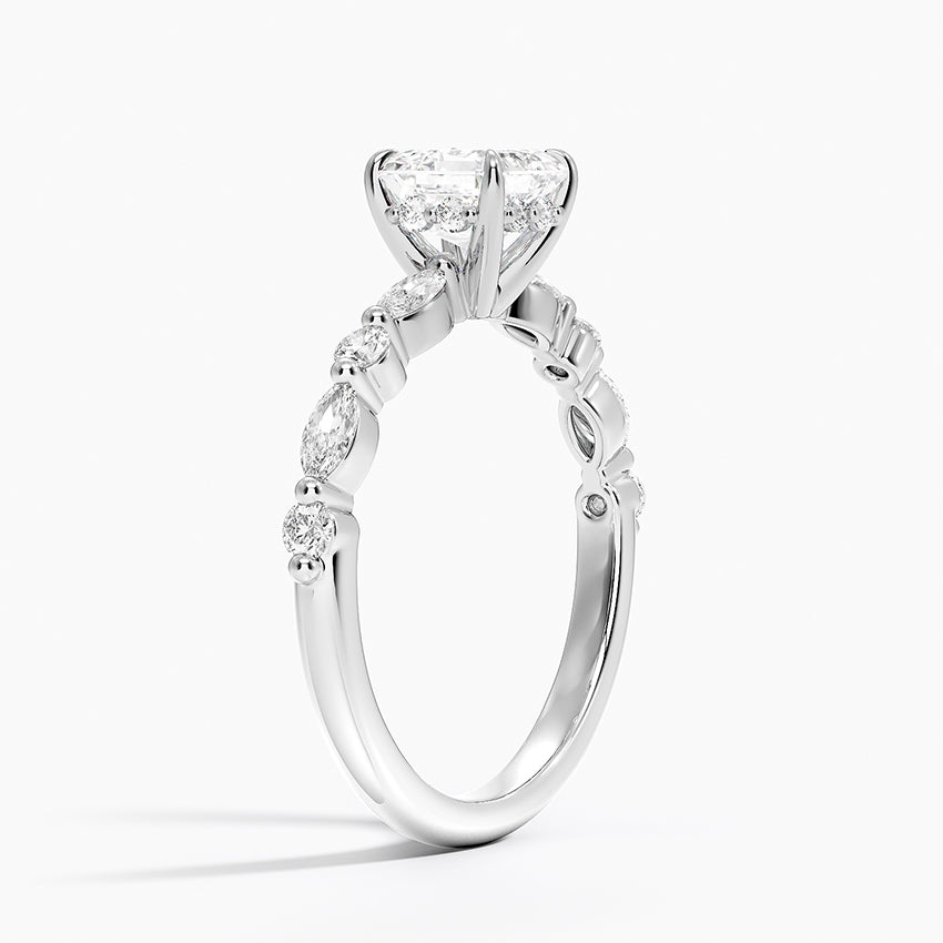 1.50 Karat Asscher Kesim Hidden Halo Tasarım Tektaş Laboratuvar Pırlanta Yüzük - Verona