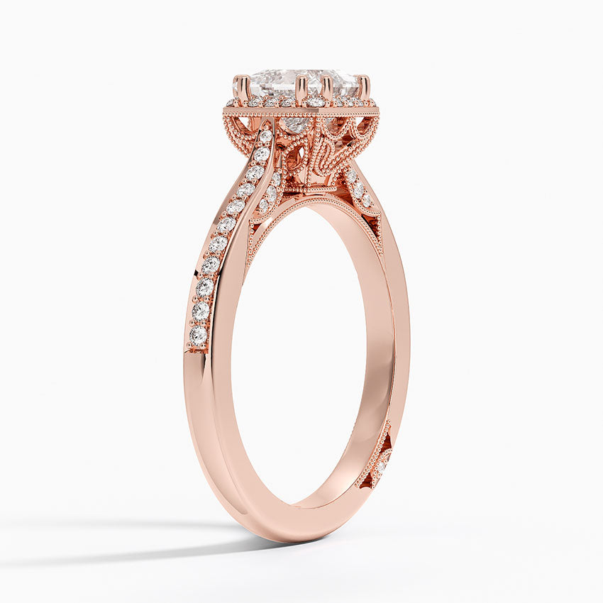 1.50 Prenses Kesim Halo Tasarım Tektaş Laboratuvar Pırlanta Yüzük 18K - Tilara