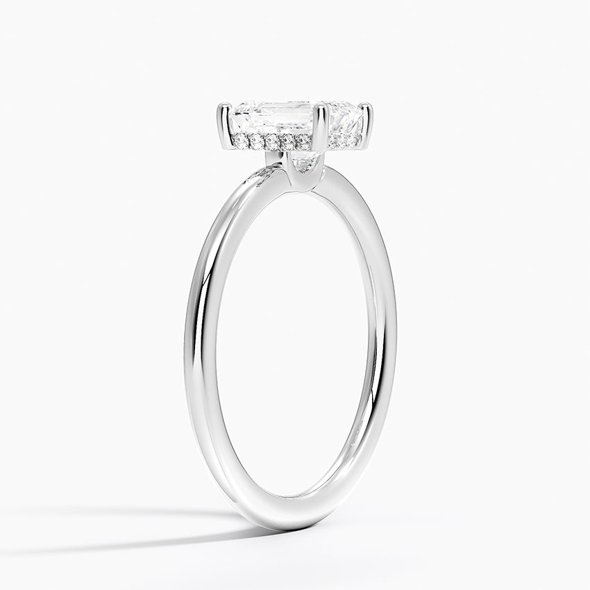 1.10 Karat Emerald Kesim Hidden Halo Tasarım Tektaş Laboratuvar Pırlanta Yüzük - Lucerne