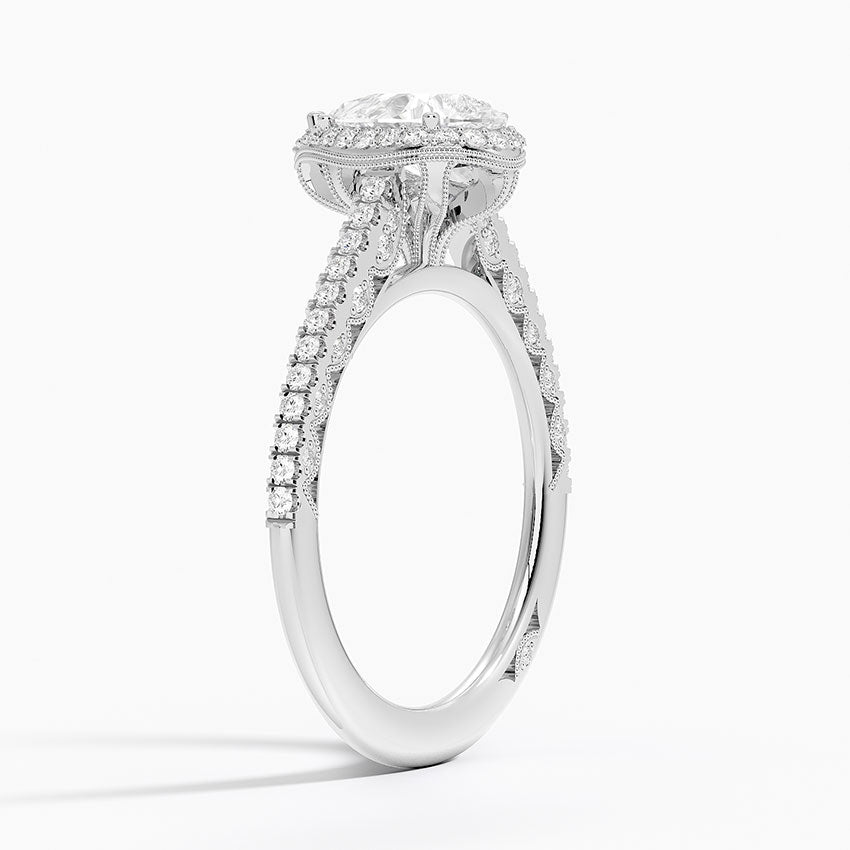 1.50 Karat Damla Kesim Hidden Halo Tasarım Tektaş Laboratuvar Pırlanta Yüzük - Capri