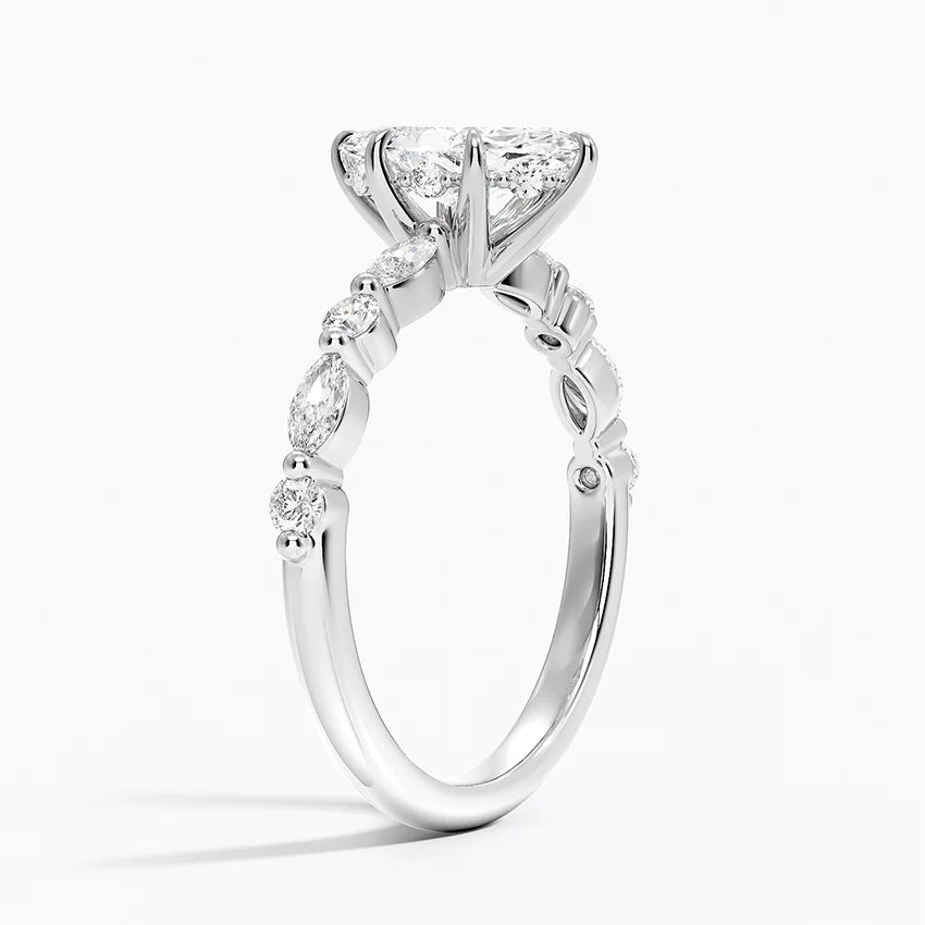 1.50 Karat Marqiuse Kesim Hidden Halo Tasarım Tektaş Laboratuvar Pırlanta Yüzük - Calora - Bold Diamonds