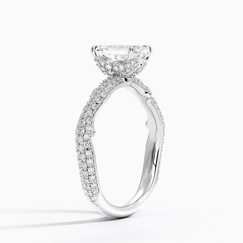 1.75 Karat Emerald Kesim Hidden Halo Tasarım Tektaş Laboratuvar Pırlanta Yüzük - Sorrento