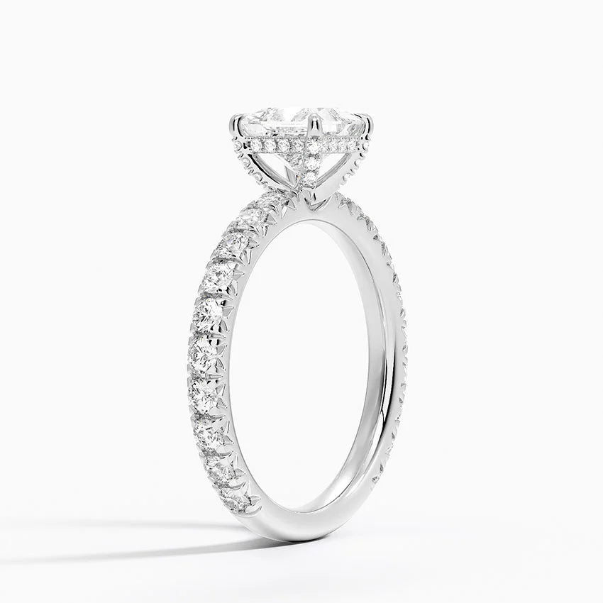 1.60 Carat Princess Halo Design Solitaire Lab Diamond Ring 18K - Florina 