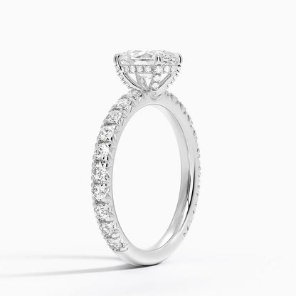 1.75 Karat Oval Kesim Hidden Halo Tasarım Tektaş Laboratuvar Pırlanta Yüzük 18K  - Selora