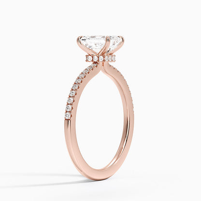 1.25 Emerald Kesim Hidden Halo Tasarım Tektaş Laboratuvar Pırlanta Yüzük 18K - Filora