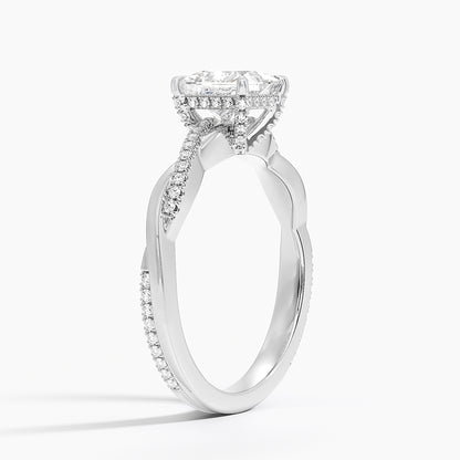 1.60 Carat Princess Halo Design Solitaire Lab Diamond Ring 18K - Florina 