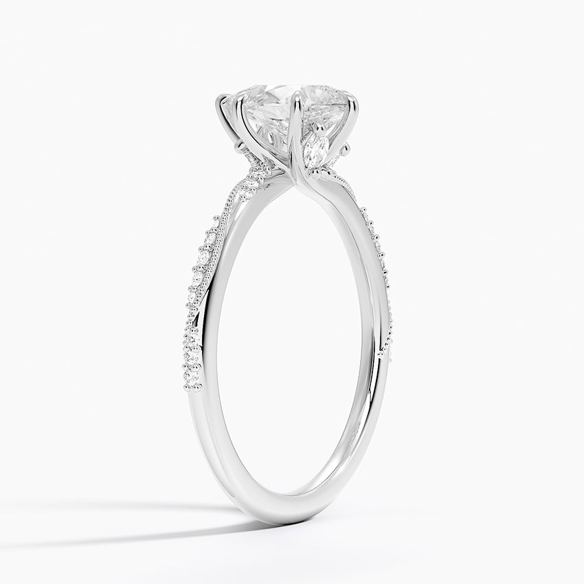 1.25 Karat Damla Kesim Hidden Halo Tasarım Tektaş Laboratuvar Pırlanta Yüzük 18K  - Melora - Bold Diamonds