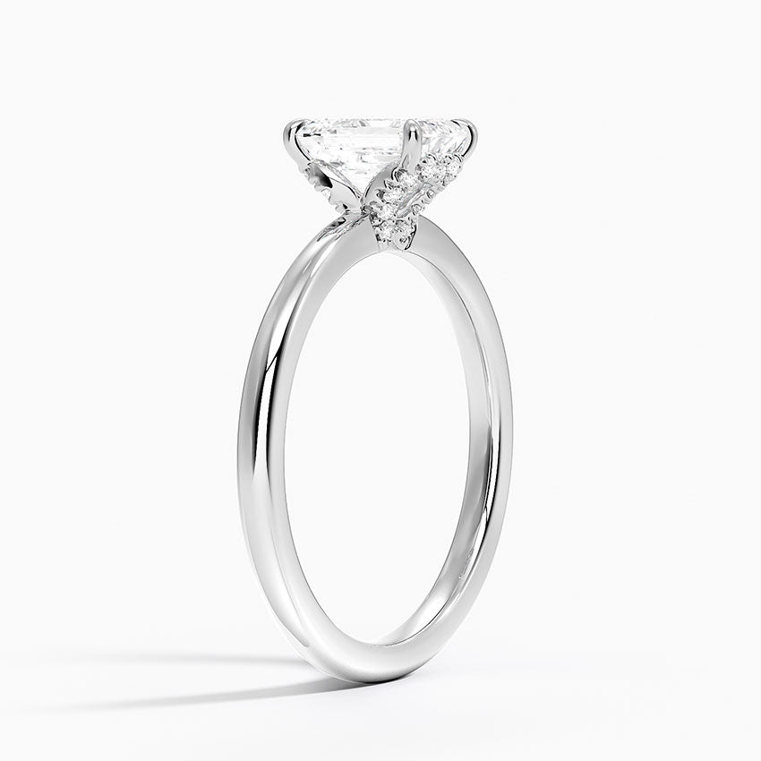 1.15 Emerald Kesim Hidden Halo Tasarım Tektaş Laboratuvar Pırlanta Yüzük - Vilora