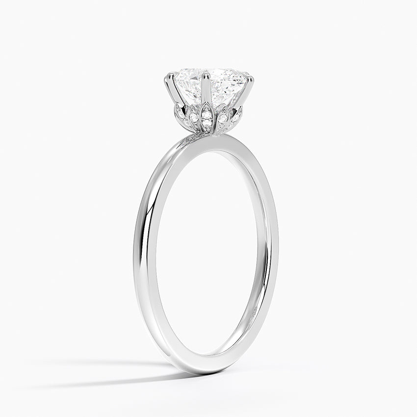 Altı Tırnak 1.15 Oval Kesim Hidden Halo Tasarım Tektaş Laboratuvar Pırlanta Yüzük 18K - Delora