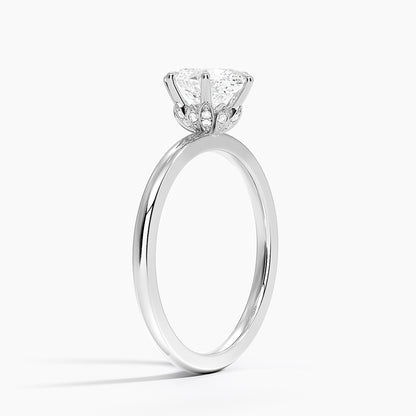 Altı Tırnak 1.15 Oval Kesim Hidden Halo Tasarım Tektaş Laboratuvar Pırlanta Yüzük 18K - Delora