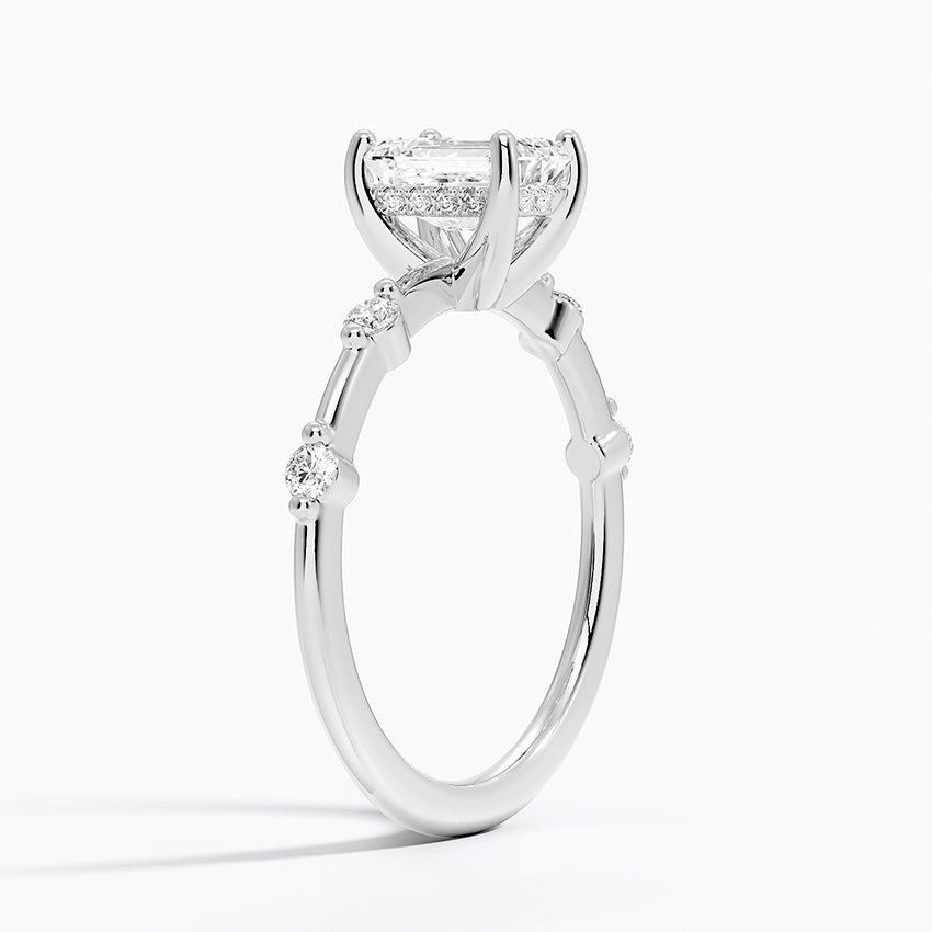 1.20 Karat Emerald Kesim Hidden Halo Tasarım Tektaş Laboratuvar Pırlanta Yüzük  - Nice