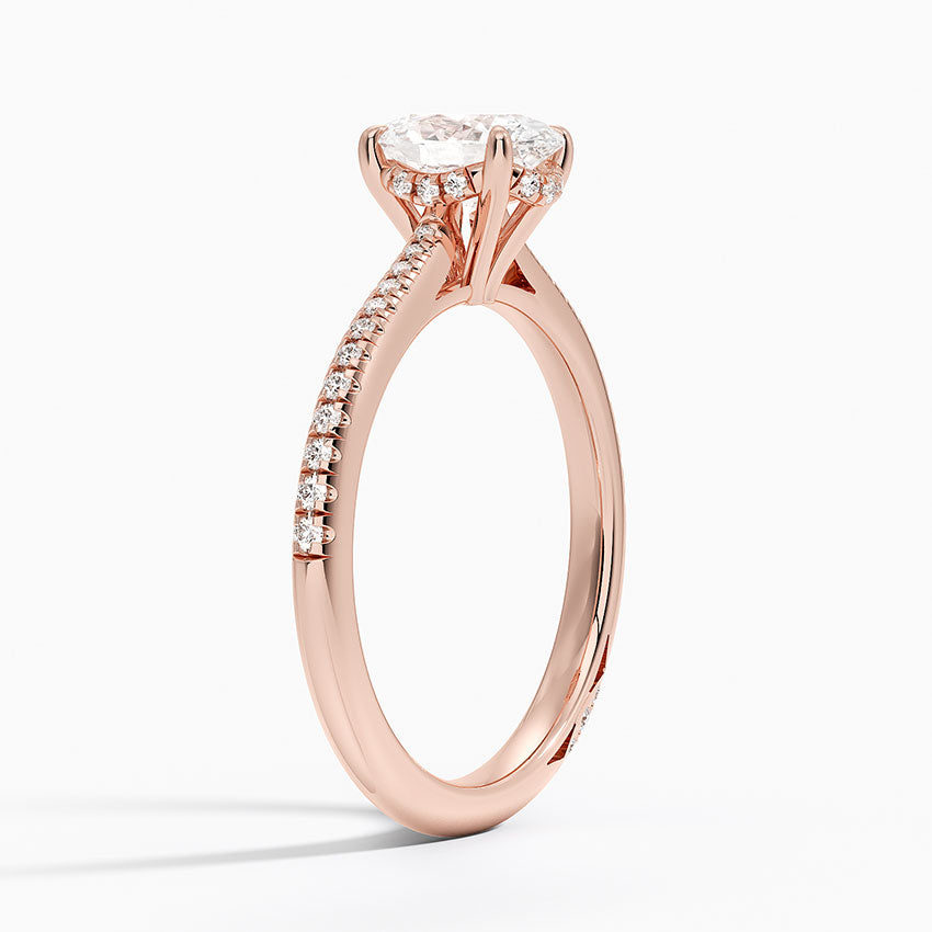 1.25 Karat Oval Hidden Halo Tasarım Tektaş Laboratuvar Pırlanta Yüzük - Milara