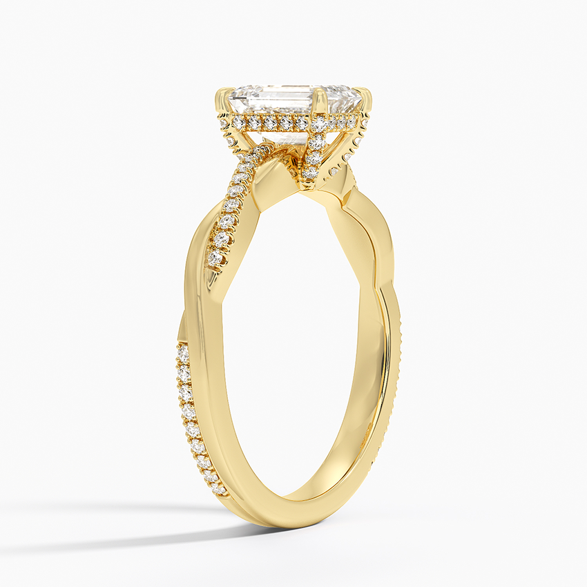 1.25 Karat Emerald Kesim Hidden Halo Tasarım Tektaş Laboratuvar Pırlanta Yüzük  - Riga