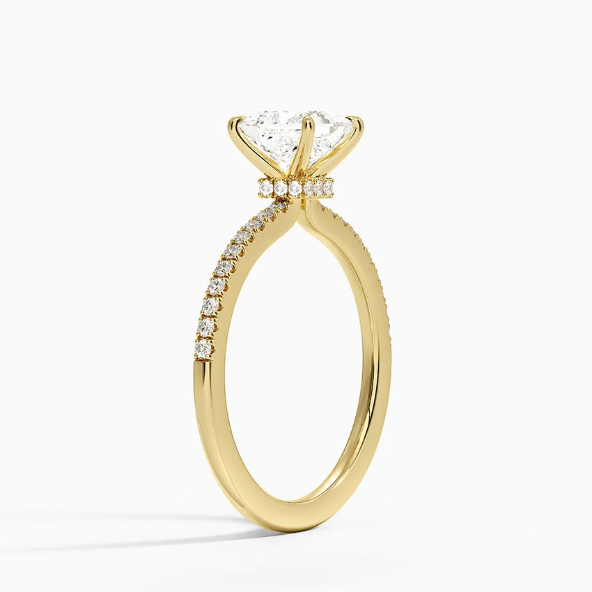 1.25 Karat Prenses Kesim Hidden Halo Tasarım Tektaş Laboratuvar Pırlanta Yüzük - Filora - Bold Diamonds