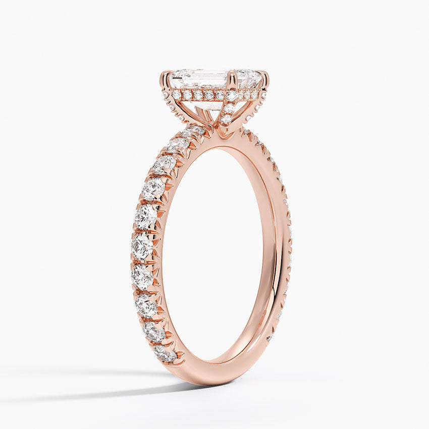 1.75 Karat Emerald Kesim Hidden Halo Tasarım Tektaş Laboratuvar Pırlanta Yüzük 18K  - Selora