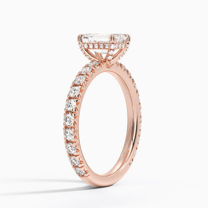 1.75 Karat Emerald Kesim Hidden Halo Tasarım Tektaş Laboratuvar Pırlanta Yüzük 18K  - Selora