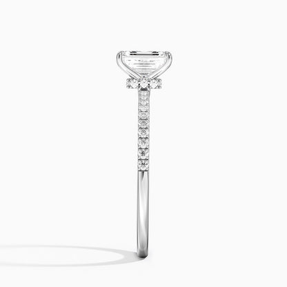 1.25 Emerald Kesim Hidden Halo Tasarım Tektaş Laboratuvar Pırlanta Yüzük 18K - Filora