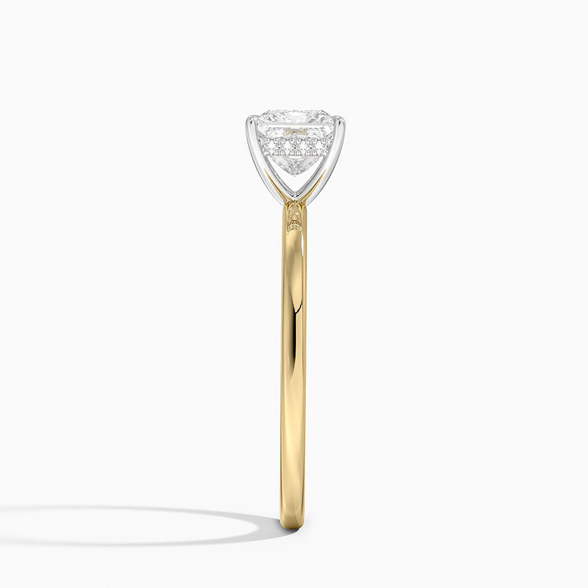 1.10 Karat Prenses Kesim Hidden Halo Tasarım Tektaş Laboratuvar Pırlanta Yüzük 18K  - Elora - Bold Diamonds