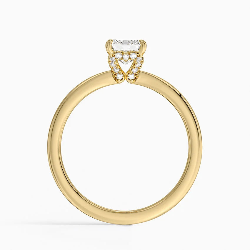 1.15 Emerald Kesim Hidden Halo Tasarım Tektaş Laboratuvar Pırlanta Yüzük - Vilora